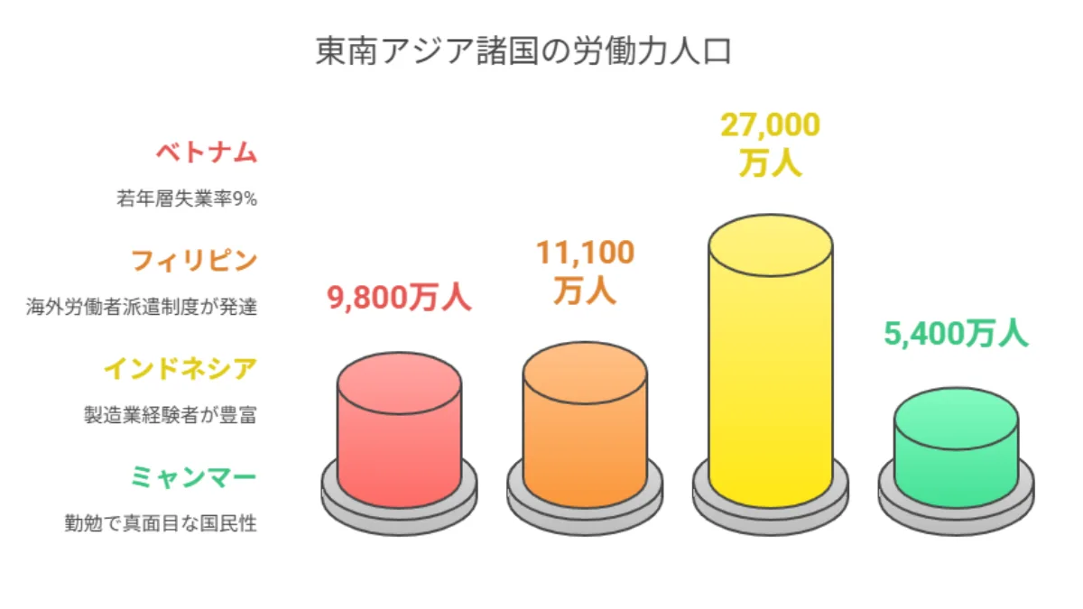 東南アジア諸国の労働力人口