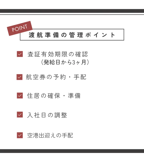 渡航準備の管理ポイント