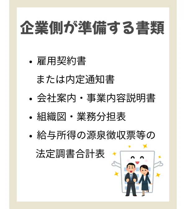 企業側が準備する書類
