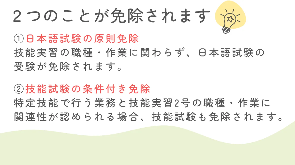2つのことが免除されます