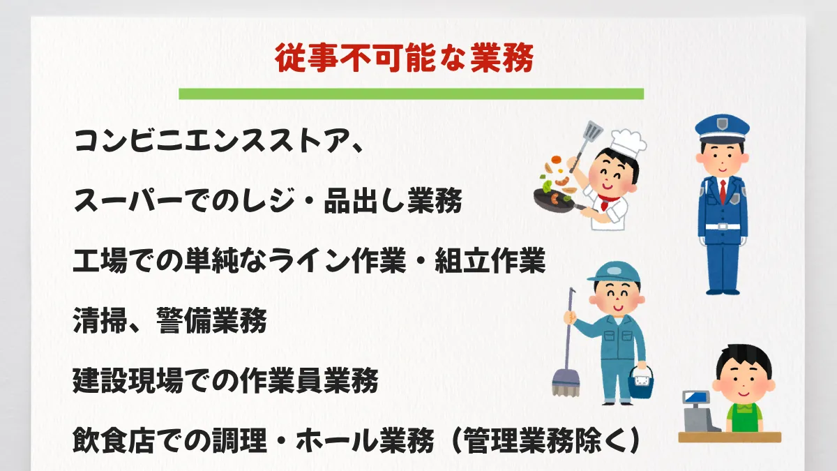 従事不可能な業務