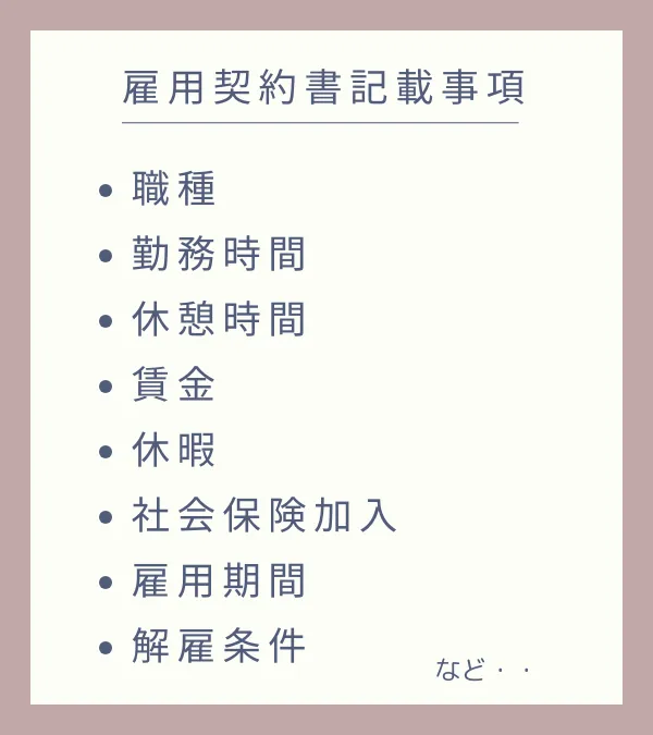 雇用契約書記載事項