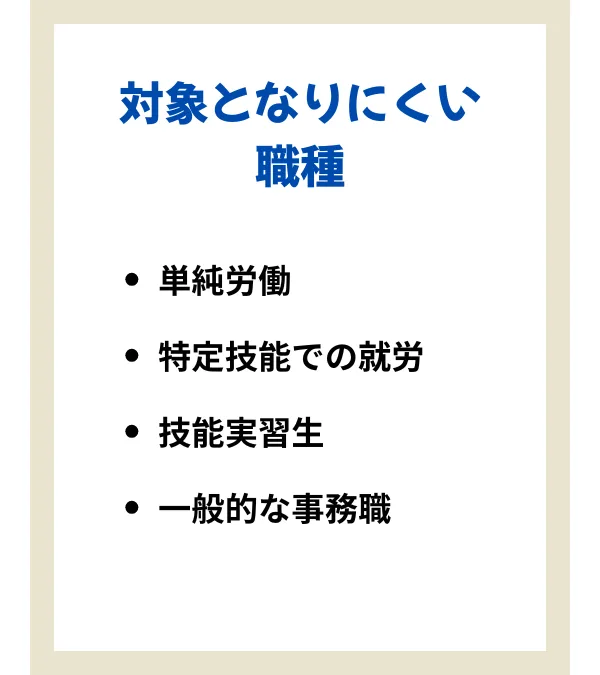 対象となりにくい職種